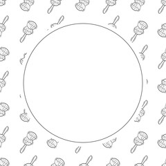 Food frame. doodle fast food circle frame. hand drawn food and beverage frame background. food background