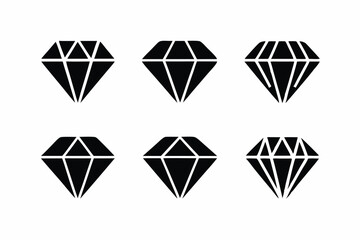 set of Diamond icon silhouette vector illustration