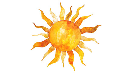 Modern Yellow Watercolor Sun Illustration for Design Projects