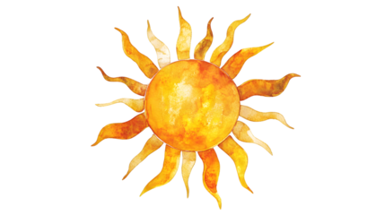 Modern Yellow Watercolor Sun Illustration for Design Projects
