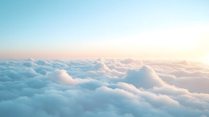 Naklejka premium Stunning sunrise over soft clouds aerial view serene nature scene tranquil environment