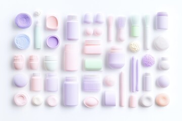 Pastel-colored cosmetic collection