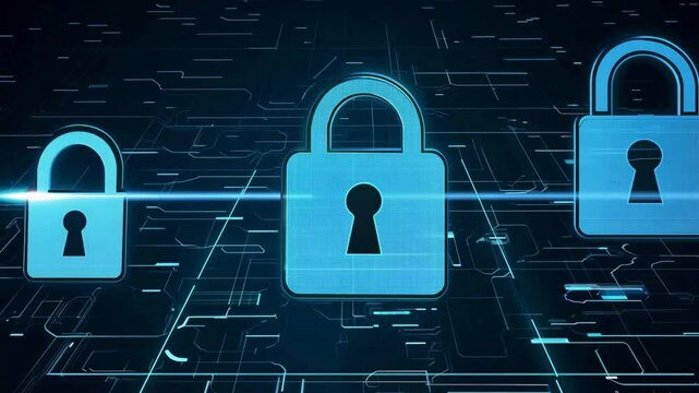 Digital Padlock Superimposed on Circuit Board &ndash; High-Tech Cybersecurity Concept Symbolizing Data Protection, Network Security, and Encryption in Futuristic Information Technology Systems


