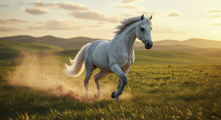 White horse in the field