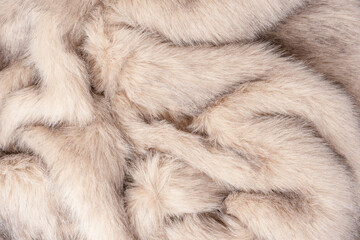 Texture of faux fur as a background, top view.