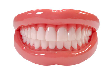 Obraz premium Perfect smile. Upper and lower teeth are flawlessly aligned in a glossy, healthy mouth against a transparent background