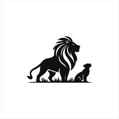 Lion and Baby Lion – Majestic Wildlife Vector Illustration