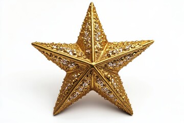 Sparkling gold star Christmas ornament festive holiday decoration bright detail elegant design white