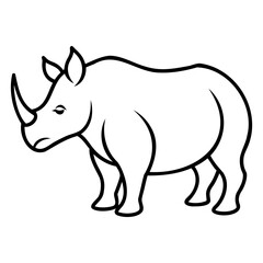 Minimal rhino line art vector design with transparent background for easy use