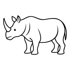Minimal rhino line art vector design with transparent background for easy use