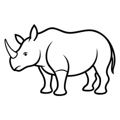 Minimal rhino line art vector design with transparent background for easy use