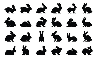 Rabbit silhouette bundle vector illustration
