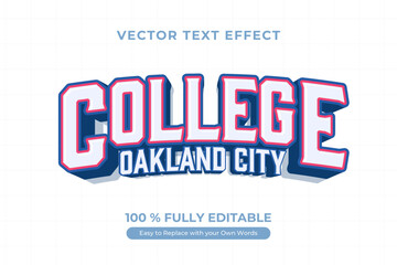 College Editable Vector Text Effect Design, Sport Text Style Design.