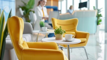 Obraz premium Modern Workspace with Comfortable Chairs and Relaxing Atmosphere