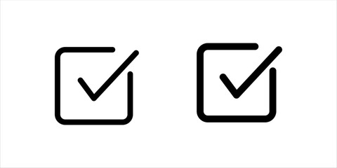 Check mark in box sign. Checkbox icon. Check, check mark vector icon. Tick icon. Filled icon. Set of colorful flat design. 
