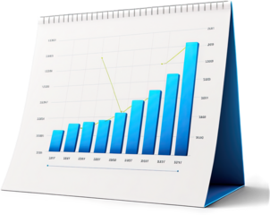 Professional Business Growth Chart with Ascending Blue Bar Graph