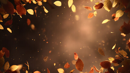 Autumnal Aura: A mesmerizing display of falling leaves, capturing the essence of autumn with vibrant hues and delicate dance.