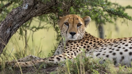 Fototapeta premium Relaxing Cheetah Portrait in the African Savanna