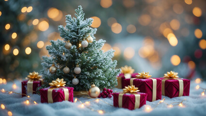 Enchanting Winter Wonderland Festive Christmas Tree and Gifts
