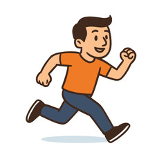 happy cute little man run in marathon game