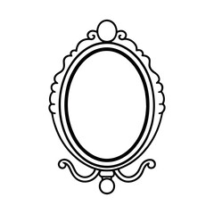 Decorative Mirror Line Art Vector