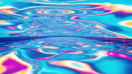 3D render synthetic underwater coral reef metallic holographic foil, neon UV light blue pink, liquid surface morphing blooming coral forms, abstract environment, soft rippling motion, tech fantasy - Powered by Adobe