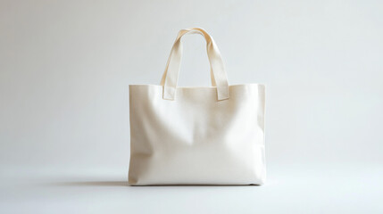 Plain white canvas shopping bag isolated on a white surface