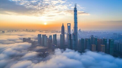Captivating Sunrise View of Shanghai’s Majestic Skyline