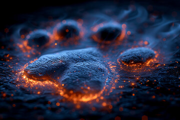 Glowing Paw Print – Animal Tracks Illuminated in Light