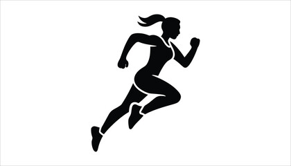Running Woman Silhouette – Female Athlete in Motion Vector Illustration

