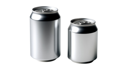 Pair of Aluminum Cans: Capturing the cool, sleek, and minimalist design of two aluminum cans, ready to be filled with refreshing beverages.