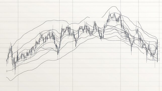Stock market chart with multiple technical indicators