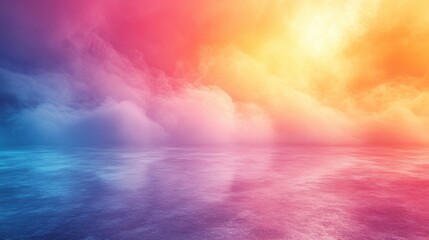Obraz premium Dreamlike Pastel Sky with Colorful Clouds and Reflective Surface Abstract Background