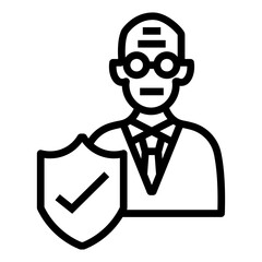 old man insurance vector icon