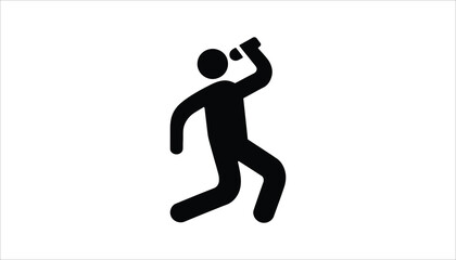 Singer Performing with Microphone Silhouette Vector Icon