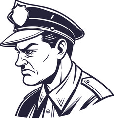 Police Caracter Vector Illustration With Angry Face
