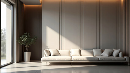 modern living room wall interior design with sofa furniture