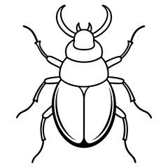 Clean Vector Outline of a Dung Stag Beetle