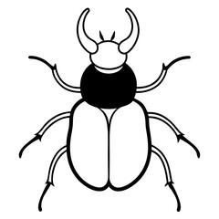 Clean Vector Outline of a Dung Stag Beetle