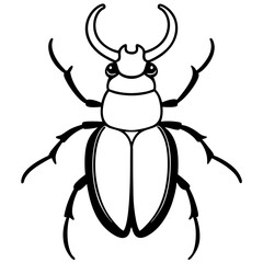 Clean Vector Outline of a Dung Stag Beetle