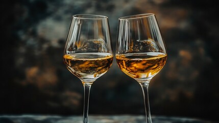 Obraz premium Elegant wine glasses clinking in a toast Celebration