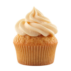 Isolated maple brown sugar cupcake with soft frosting perfect for food blogs and bakery designs
