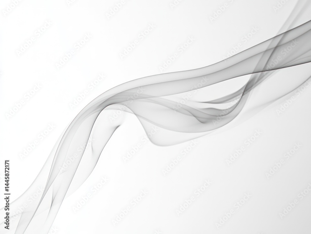 Poster abstract gray flowing ribbons on a white background. soft and ethereal design with wavy lines creati