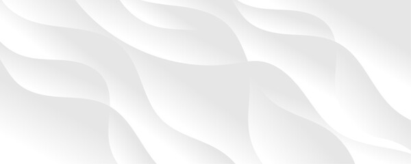 Abstract white luxurious paper waves background. White and light gray gradient texture wave curve lines modern banner design.