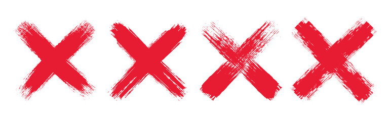Cross mark. red grunge Crossmark. Hand drawn check signs isolated on white background. Checklist marks set - stock vector. © UniquePackages
