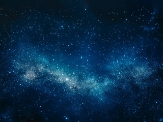 Obraz premium Under a dark night sky, countless stars twinkle, creating a mesmerizing view of the galaxy. An enchanting atmosphere invites exploration of the celestial wonders above