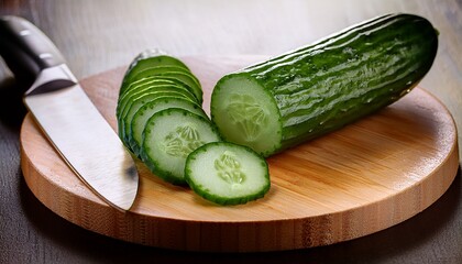 chopped vegetables cucumber on cutting board