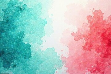 Fototapeta premium Vibrant turquoise and coral watercolor pattern , background, turquoise, abstract