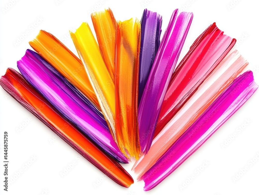 Leinwandbilder vibrant palette strokes an array of colorful paint streaks on white backdrop a dynamic fusion of war