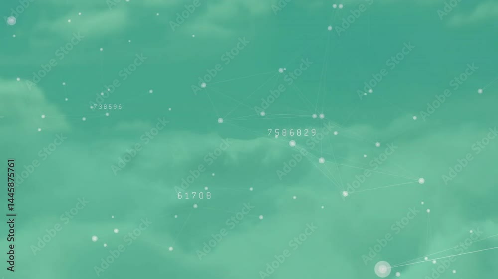 Poster network data being visualized in teal scene, showing nodes connected by lines and numeric labels